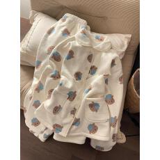 可爱卡通小熊印花法兰绒睡衣女款秋冬季毛绒加厚保暖家居服两件套