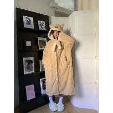 批发可爱风卡通连帽珊瑚绒睡衣女冬季新款加绒加厚大码家居服外穿套装