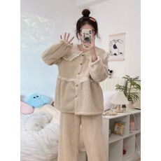 小香风睡衣珊瑚绒加绒加厚保暖冬季2025年新款毛绒绒居家服套装女