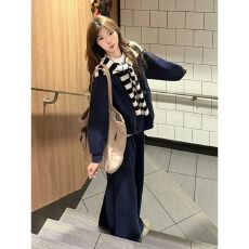 批发时尚慵懒风设计感休闲卫衣套装<b class='q'>女</b>2026秋季<b class='q'>新款</b>高级感阔腿裤<b class='q'>两件</b>套