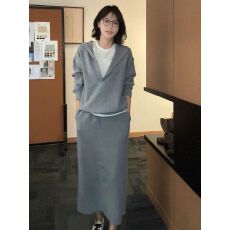 批发韩系慵懒风休闲<b class='q'>运动</b>套装女春秋新款宽松连帽卫衣半身裙两件套