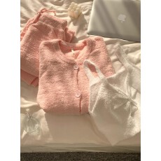 批发韩版纯欲毛绒针织<b class='q'>睡衣</b>女冬季新款网红风加厚家居服套装