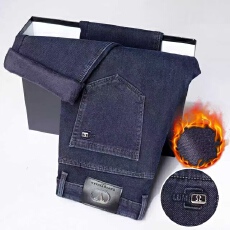 批发男士牛仔裤秋冬加绒加厚新款宽松直筒弹力高端<b class='q'>商务</b><b class='q'>休闲</b>百搭长裤子