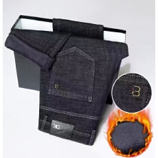 批发男士牛仔裤秋冬加绒加厚新款宽松直筒弹力高端<b class='q'>商务</b><b class='q'>休闲</b>百搭长裤子