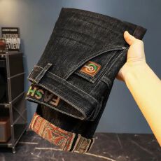 批发秋冬新款潮流牛仔裤<b class='q'>男</b>款弹力修身直筒裤刺绣印花韩版<b class='q'>裤子</b><b class='q'>男</b>裤长裤