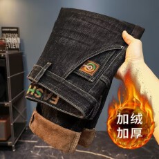 批发秋冬新款潮流牛仔裤<b class='q'>男</b>款弹力修身直筒裤刺绣印花韩版<b class='q'>裤子</b><b class='q'>男</b>裤长裤