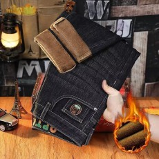 批发秋冬新款潮流牛仔裤男款弹力修身直筒裤刺绣印花韩版裤子男裤长裤