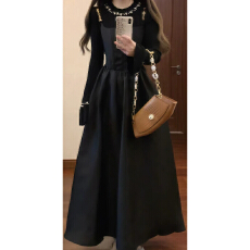 批发有货直接来拿2025秋冬钉珠喇叭袖针织衫毛衣吊带连衣裙大摆伞<b class='q'>裙子</b>