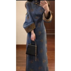 批发有货原版原料 退货率少新中式刺绣旗袍改良女<b class='q'>秋</b>冬复古气质连衣裙