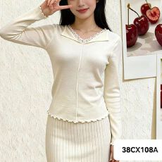 批发<b class='q'>蕾丝</b>拼接翻领针织衫女夏季新款修身显瘦气质百搭短款<b class='q'>上衣</b>韩版时尚