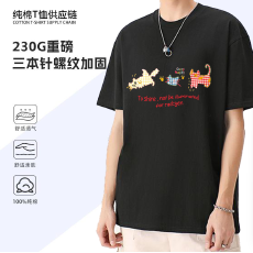 批发透气印花.男女同款纯棉230G重磅21支精梳精密赛络纺圆领<b class='q'>T</b><b class='q'>恤</b>