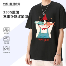 批发星之光01OA1透气印花<b class='q'>男</b>女同款纯棉230g重磅21支精梳赛络纺圆领<b class='q'>T</b><b class='q'>恤</b>