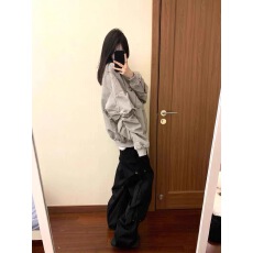 批发美式<b class='q'>街头</b>棒球服外套男女春秋设计感宽松情侣不规则铁标飞行员夹克