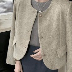 批发新款气质名媛香风外套圆领短外套上衣<b class='q'>短款</b>小个子西装复古秋季法式