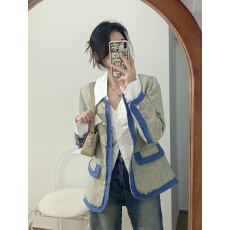 批发小香风西装<b class='q'>外套</b>女春秋款设计感小众美式复古高级感chic港风上衣潮