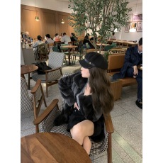 批发仿兔绒2025秋冬新款加厚加棉短款大衣复古小众立领毛绒绒外套女