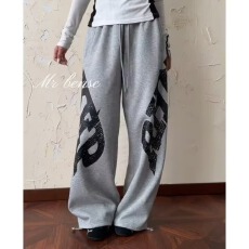 批发纯棉复合380<b class='q'>裤</b>子新视觉爵士舞运动<b class='q'>裤</b>女秋高腰<b class='q'>宽松</b>抽绳直筒卫<b class='q'>裤</b>