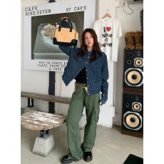 批发高级感气质小香风<b class='q'>牛仔</b>外套女秋季短款小众设计感立领蓝色夹克上衣