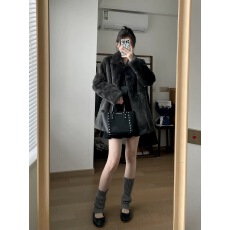 批发仿兔绒2025秋冬新款加厚加棉<b class='q'>短款</b>大衣复古小众立领毛绒绒外套女