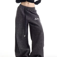 批发仿羊毛复牛奶丝阔腿裤女新视觉春秋2025垂感宽松休闲直筒运动裤