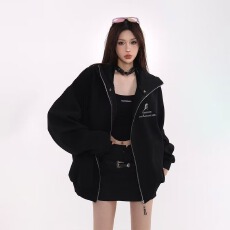 批发美式复古<b class='q'>潮牌</b>街头风开衫连帽重磅<b class='q'>卫衣</b>男女2025春秋季宽松休闲外套