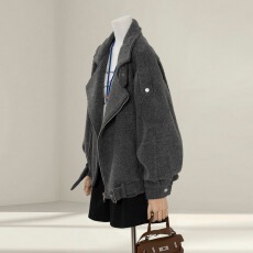 批发翻领千牛<b class='q'>时尚</b>韩版外套女2025新款秋冬小众休闲百搭<b class='q'>情侣</b><b class='q'>夹克</b>上衣潮