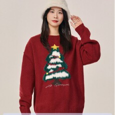 批发2025美式复古长袖圣诞毛衣男女款秋冬潮牌<b class='q'>时尚</b>轻奢百搭圆领<b class='q'>情侣</b><b class='q'>衫</b>