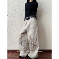 批发2025裤子女美式叠穿设计感阔腿裤褶皱宽松伞兵裤爵士舞<b class='q'>休闲裤</b>