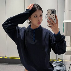 批发原版质量春秋二浩亨利领半开襟<b class='q'>休闲</b><b class='q'>运动</b>长袖打底衫男女卫衣上衣