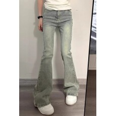 批发辣妹街头微喇牛仔裤女春秋季新款高腰显瘦<b class='q'>时尚</b>微喇叭马蹄牛仔裤潮