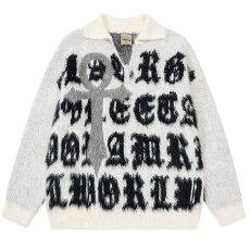 批发新款字母潮牌针织毛衣男女秋冬百搭宽松ins情侣<b class='q'>街头</b>上衣气质简约