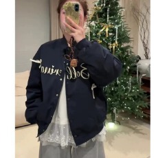 批发藏青色字母棒球服外套女春秋2025新款美式学院风甜酷减龄夹克上衣