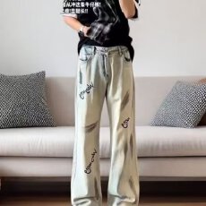 批发美式炸街<b class='q'>裤</b>子2025新款小众设计感扎染喷墨牛仔<b class='q'>裤</b>ins高街长<b class='q'>裤</b><b class='q'>欧美</b>