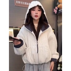 批发复古连帽压格拼接短<b class='q'>外套</b>女欧洲站2025秋装新款欧货时尚夹克上衣潮