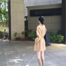 批发英伦风双排扣围脖领收腰中长款风衣外套女短款小个子早<b class='q'>秋</b>季