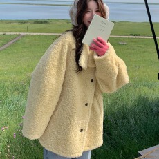 批发皮草女2025新款皮毛一体高级感羊羔毛外套冬季加厚立领毛毛大衣