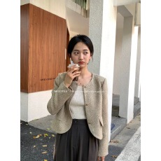 批发新款气质名媛香风外套圆领短外套上衣<b class='q'>短款</b>小个子西装复古秋季法式
