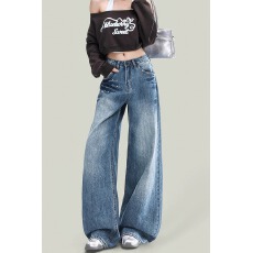 批发<b class='q'>嘻哈</b>街头阔腿牛仔<b class='q'>裤</b>女春秋季新款显瘦显高时尚宽松拖地牛仔<b class='q'>裤</b>潮