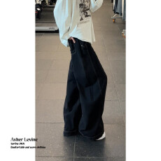 批发美式复古cleanfit弯刀牛仔裤<b class='q'>男</b>女新款宽松高街直筒阔腿镰刀<b class='q'>裤子</b>潮