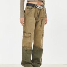 批发美式高街卡其色工装牛仔裤女2026春季新款高腰修身显瘦微喇拖地裤