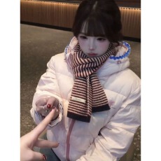 批发漂亮防寒不费力学院字母印花粉色连帽棉服外套女冬季宽松加厚棉衣