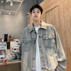 批发水洗做旧破洞夹克外套秋季宽松百搭牛仔外套男女款潮