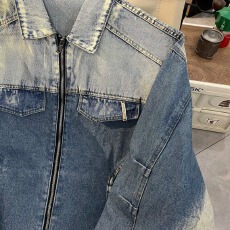 批发美式复古水洗做旧牛仔外套女春秋款2024新款早秋小众宽松潮牌夹克