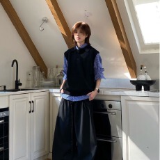 批发韩版复古秋季学院坎肩针织宽松翻领马甲背心叠穿小众针织毛衣