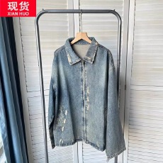 批发欧阳 做旧磨破牛仔外套女<b class='q'>秋</b>季新款休闲宽松美式复古夹克上衣