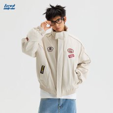 批发刺绣潮牌美式撞色拼接立领夹克男女春秋季<b class='q'>街头</b>宽松百搭情侣外套