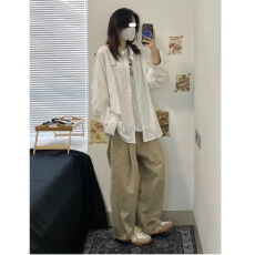 批发简约纯色中长款长袖<b class='q'>衬衫女</b>2025春季新款宽松显瘦百搭衬衣