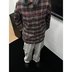 批发美式高街格纹<b class='q'>衬衫</b>男女2025春季新款字母印花<b class='q'>情侣</b><b class='q'>长袖</b><b class='q'>衬衣</b>宽松上衣