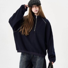 批发美式复古半高拉链长袖<b class='q'>卫衣</b><b class='q'>男</b>女春季小众设计宽松休闲cleanfit<b class='q'>外套</b>