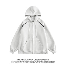 批发复古潮牌撞色拼接开衫连帽<b class='q'>卫衣</b><b class='q'>男</b>女春季新款宽松慵懒开衫<b class='q'>外套</b>